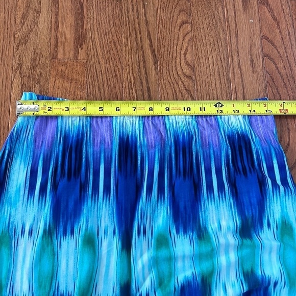 Chicos Blue Watercolor Midi Skirt Size 1 Beachy Summer - Picture 8 of 9